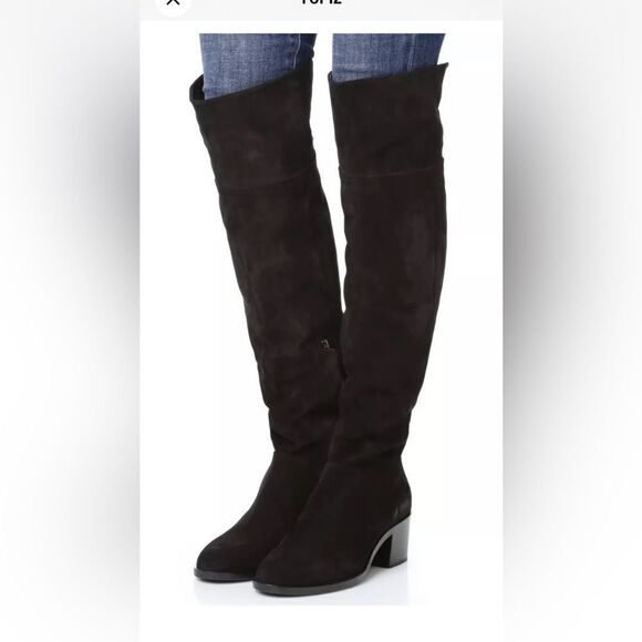 Rag and Bone thigh high black suede side zip over 2” block heel EUC 37.5… - Picture 2 of 16